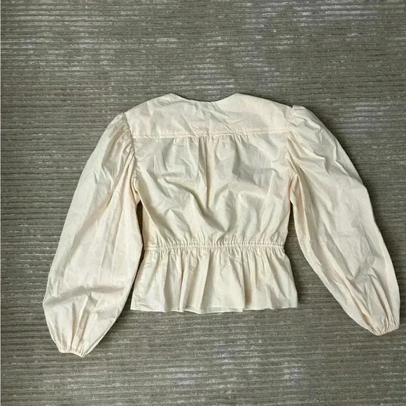 ULLA JOHNSON Mireya Blouse Cotton Puff sleeve cottage Ballet long sleeve peplum - Picture 7 of 8
